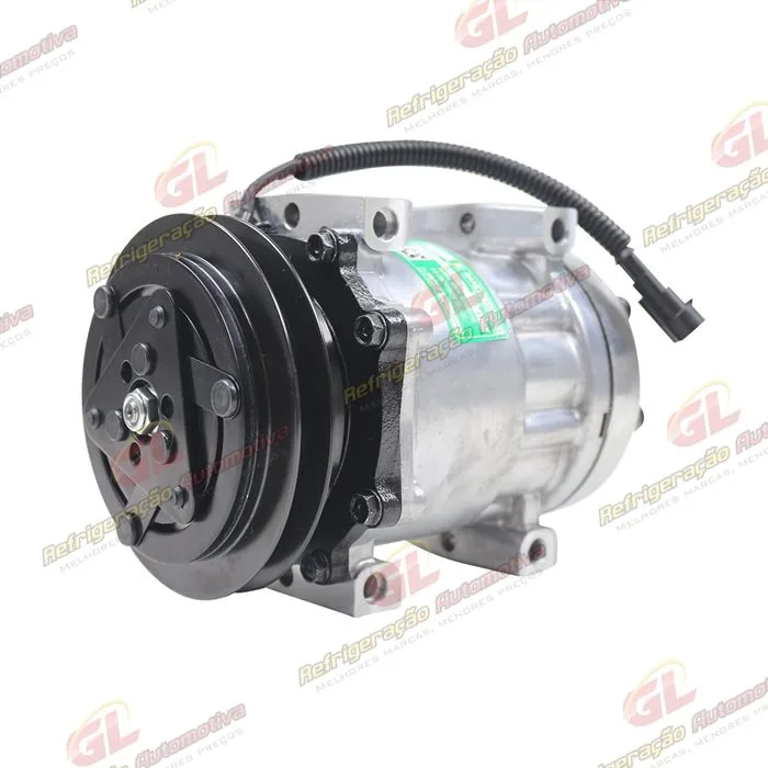 Compressor Sanden AA7H15AA U4275 Máquina Retroescavadeira Case 580N/ 580SN/ 590SN/ 580SN - 12 Volts Polia Canal 1A 132mm OEM: 84159489 — foto 2