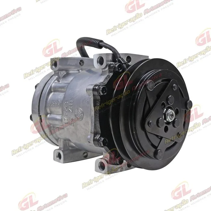 Compressor Sanden AA7H15AA U4275 Máquina Retroescavadeira Case 580N/ 580SN/ 590SN/ 580SN - 12 Volts Polia Canal 1A 132mm OEM: 84159489 — foto 4
