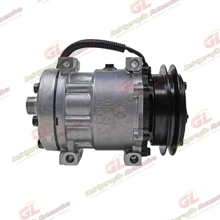 Compressor Sanden AA7H15AA U4275 Máquina Retroescavadeira Case 580N/ 580SN/ 590SN/ 580SN - 12 Volts Polia Canal 1A 132mm OEM: 84159489 — foto 5