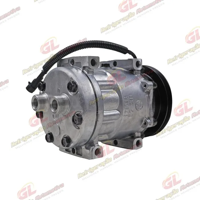 Compressor Sanden AA7H15AA U4275 Máquina Retroescavadeira Case 580N/ 580SN/ 590SN/ 580SN - 12 Volts Polia Canal 1A 132mm OEM: 84159489 — foto 6