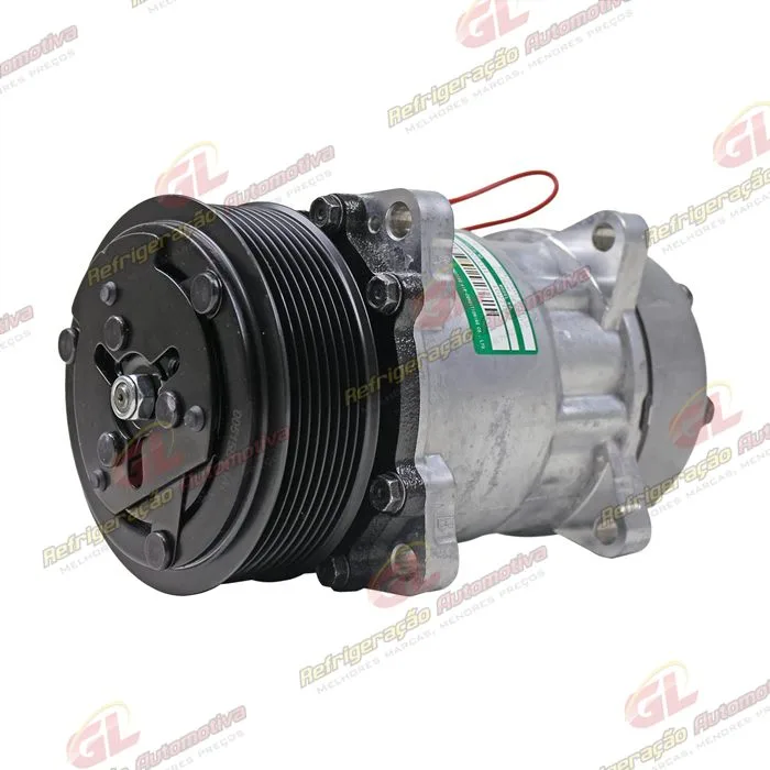Compressor 7H15 Sanden Original Máquina New Holland 8 Orelhas Descarga e Sucção Traseira O´ring - 12 Volts Polia 8pk 119mm R134a — foto 2