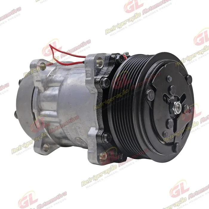 Compressor 7H15 Sanden Original Máquina New Holland 8 Orelhas Descarga e Sucção Traseira O´ring - 12 Volts Polia 8pk 119mm R134a — foto 3