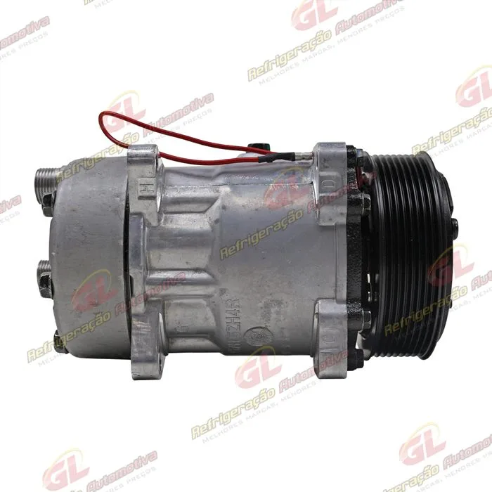Compressor 7H15 Sanden Original Máquina New Holland 8 Orelhas Descarga e Sucção Traseira O´ring - 12 Volts Polia 8pk 119mm R134a — foto 4