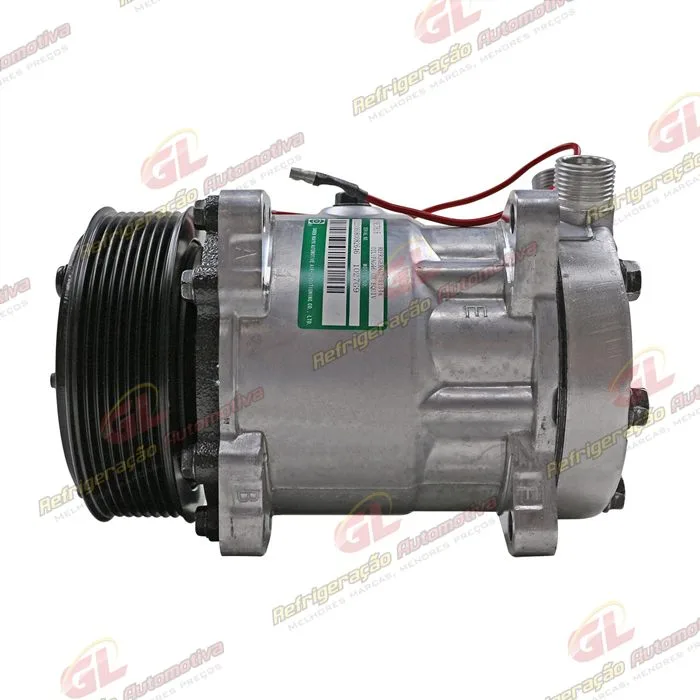 Compressor Sanden ORIGINAL 4711 7H15 Máquina New Holland 8 Orelhas - 12 Volts Polia 8pk 119mm R134a