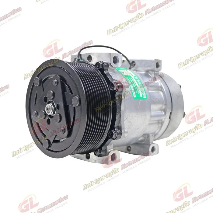 Compressor Sanden Original 7H15 Máquina New Holland P7040 / Trator Case 205 Saída Traseira - 12 Volts Polia 10pk 119mm — foto 2