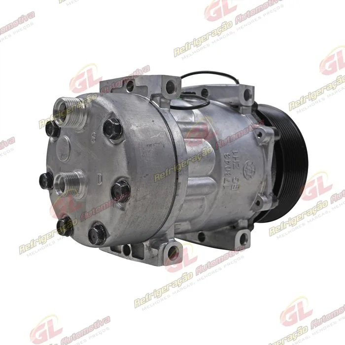 Compressor Sanden Original 7H15 Máquina New Holland P7040 / Trator Case 205 Saída Traseira - 12 Volts Polia 10pk 119mm — foto 6