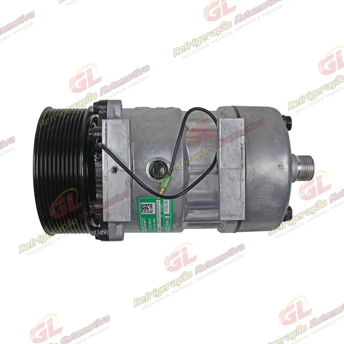 Compressor Sanden Original 7H15 Máquina New Holland P7040 / Trator Case 205 Saída Traseira - 12 Volts Polia 10pk 119mm — foto 8
