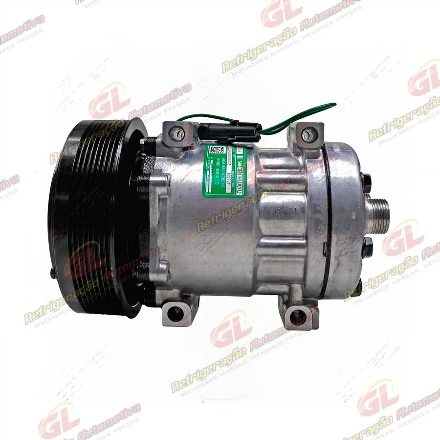 Compressor Sanden A7H15A 4795/4300 Máquina New Holland D125C/ D150C/ D180C/ W270C/ W300C - 24 Volts Polia 8pk 152mm OEM: 86983968