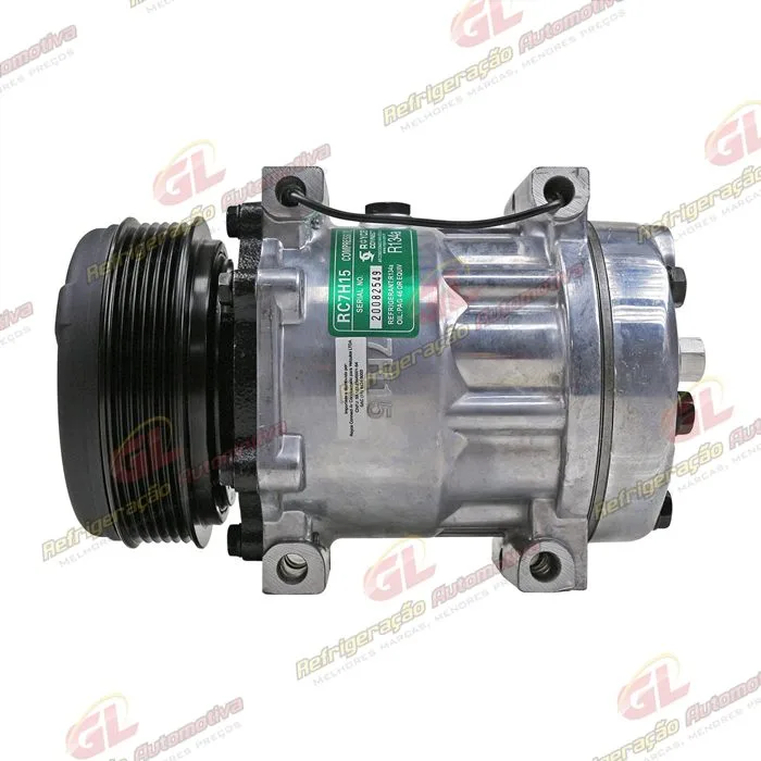 Compressor AB7H15AB SD7465 SD8244 Máquina Valtra T-CVT T195 / Trator Massey Ferguson MF565 - 12 Volts Polia 6pk 123mm OEM: MF4281803M1