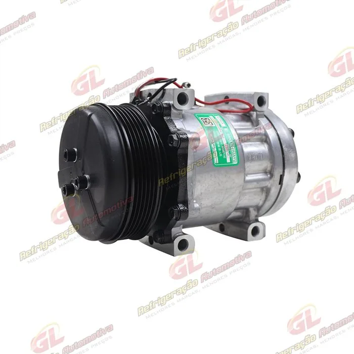 Compressor SANDEN AA7H15AA SD7465 SD8244 Máquina Valtra T-CVT T195 / Trator Massey Ferguson MF565 - 12 Volts Polia 6pk 123mm OEM: MF4281803M1 — foto 2