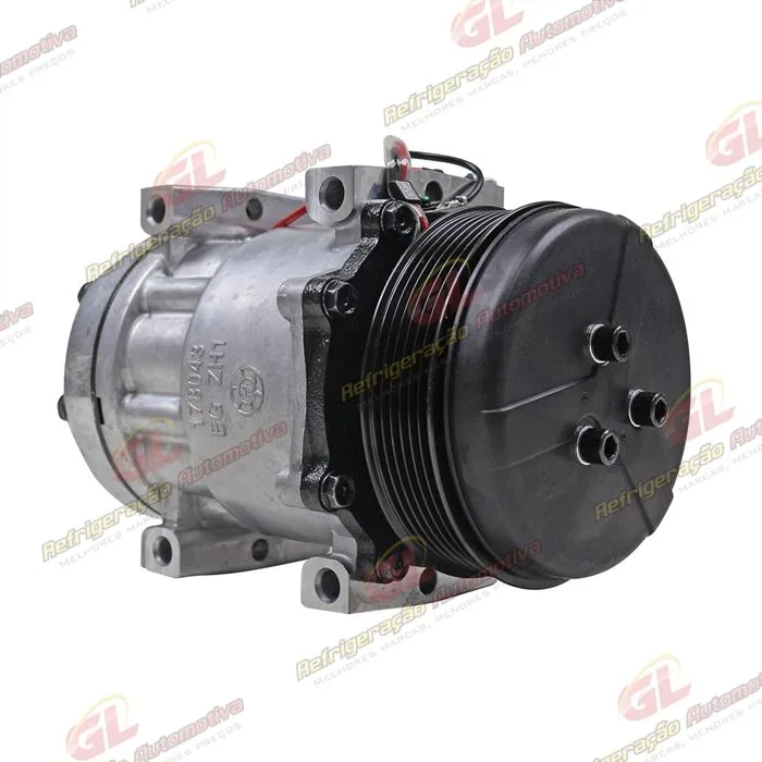 Compressor SANDEN AA7H15AA SD7465 SD8244 Máquina Valtra T-CVT T195 / Trator Massey Ferguson MF565 - 12 Volts Polia 6pk 123mm OEM: MF4281803M1 — foto 4