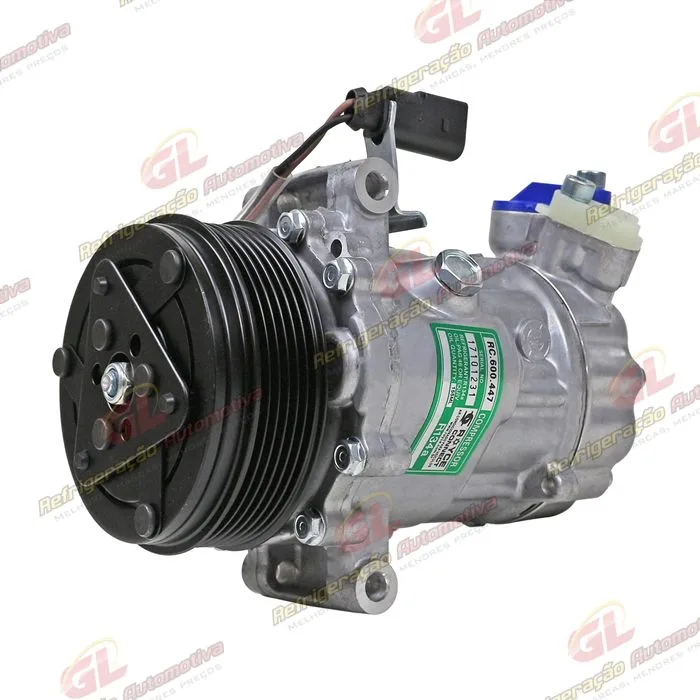 Compressor Modelo Sanden Volkswagen Saveiro 2014>/ Fox 2015>/ Voyage 2014>/ Gol 2014> Motor 1.6 MSI - 12 Volts Polia 6pk 110mm OEM: 5V0820803F/ 5U0820803F/ 6RD820803C