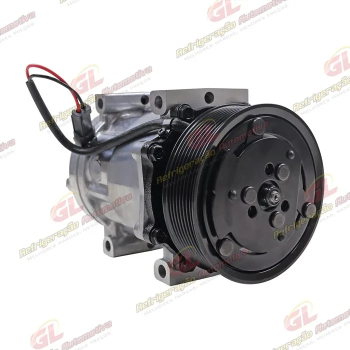 Compressor Modelo Sanden 8203 AA7H15AA Máquina Retroescavadeira JCB 535/ 540/ 214/ 2CX/ 3CX/ 4CX - 12 Volts Polia 8pk 124mm OEM: 32008562 — foto 4