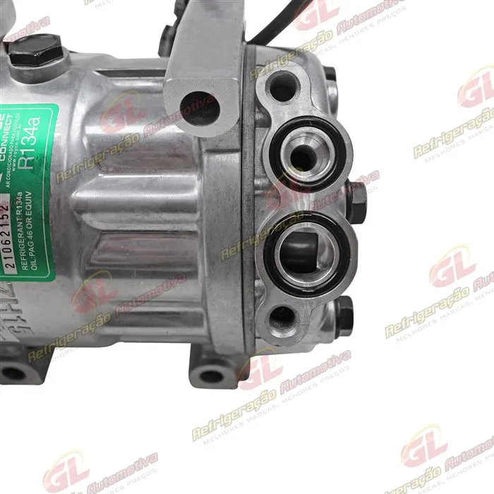 Compressor Modelo Sanden 8203 AA7H15AA Máquina Retroescavadeira JCB 535/ 540/ 214/ 2CX/ 3CX/ 4CX - 12 Volts Polia 8pk 124mm OEM: 32008562 — foto 9