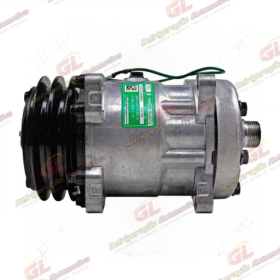 Compressor Sanden 7H15 4744 Máquina Motoniveladora Patrol Case 865B - 24 Volts Polia 2A 125mm OEM: 75327498