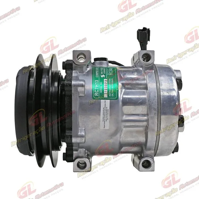 Compressor Modelo 7H13 8925 Máquina Escavadeira Case 350 - 24 Volts Polia 1B 146mm OEM: LC91V00002F2/ LC91V00002F3/ LC91V00002F1