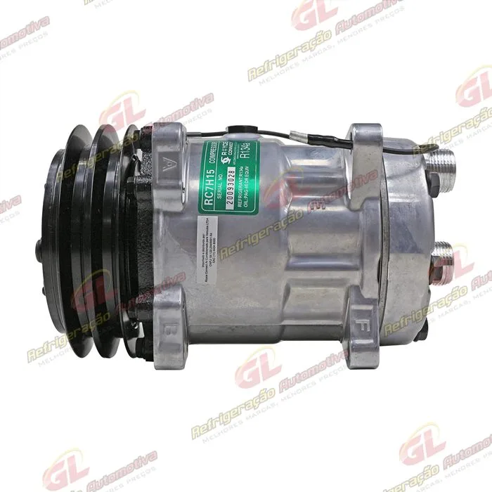 Compressor Modelo 7H15 Máquina Retroescavadeira New Holland B110/ B115/ B100B/ B110B/ B115B/ B90B - 12 Volts Polia 2A 132mm OEM: 85817170