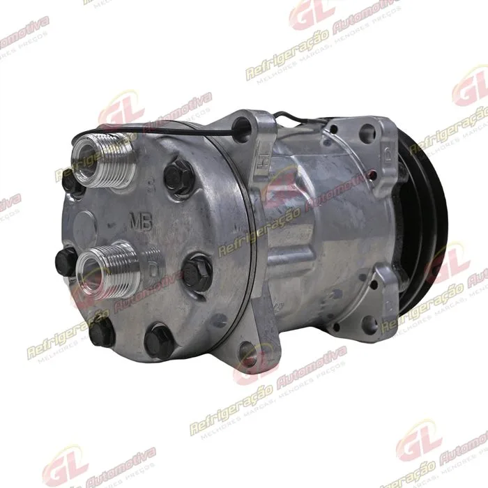 Compressor Modelo 7H15 Máquina Retroescavadeira New Holland B110/ B115/ B100B/ B110B/ B115B/ B90B - 12 Volts Polia 2A 132mm OEM: 85817170 — foto 7