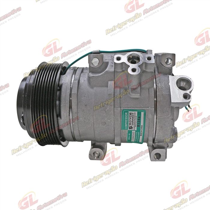 Compressor Modelo Denso 10SRE18C Máquina Pá Carregadeira John Deere 664K/ 744K - 24 Volts Polia 8pk 126mm