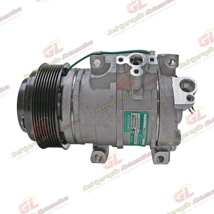 Compressor Modelo Denso 10SRE18C Máquina Pá Carregadeira John Deere 664K/ 744K - 24 Volts Polia 8pk 126mm
