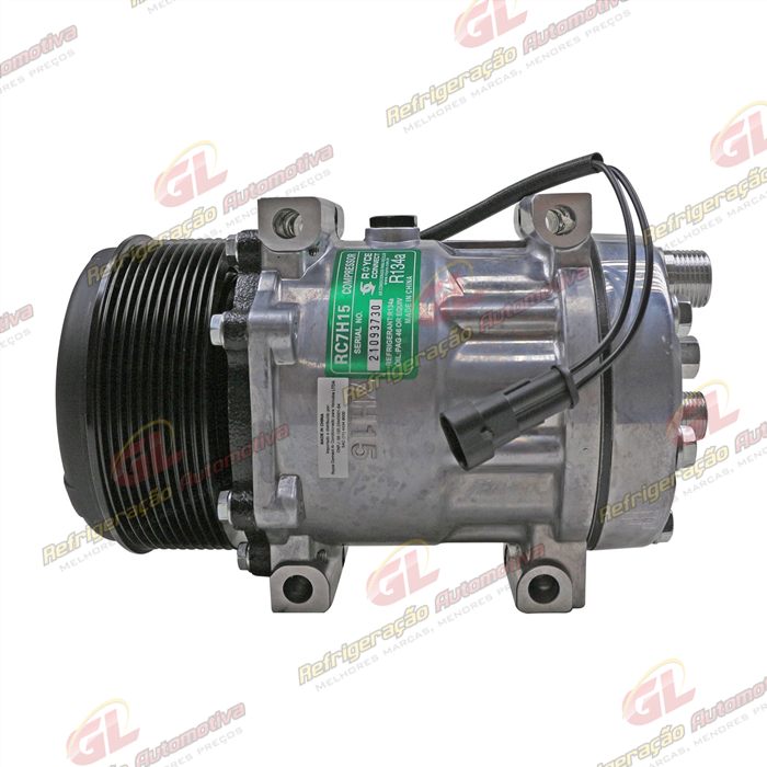 Compressor AA7H15AA 6020 Máquina Trator New Holland T7/ Case Puma/Maxxum - 12 Volts 10pk 119mm OEM: 87709773/ 87300121/ 48033714
