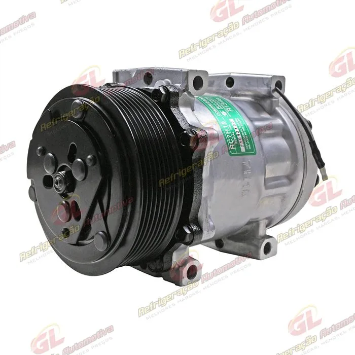 Compressor Modelo AA7H15AA Máquina Caterpillar Retroescavadeira 416/ 420/ 422/ 424 - 12 Volts Polia 8pk 123mm OEM: 395-2123/ 299-2212/ 300-4277 — foto 2