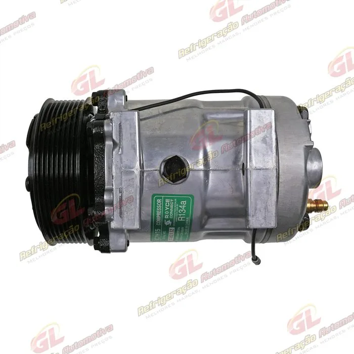 Compressor Modelo AA7H15AA Máquina Caterpillar Retroescavadeira 416/ 420/ 422/ 424 - 12 Volts Polia 8pk 123mm OEM: 395-2123/ 299-2212/ 300-4277 — foto 8