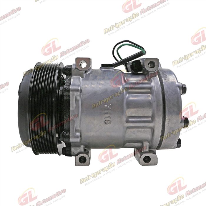 Compressor AB7H15AB 6096 Máquina Retroescavadeira Caterpillar 312F/ 313D2/ 316F L/ 318D2 - 24 Volts Polia 8pk 132mm OEM: 372-9493
