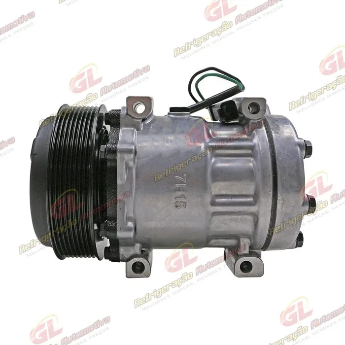 Compressor AB7H15AB 6096 Máquina Retroescavadeira Caterpillar 312F/ 313D2/ 316F L/ 318D2 - 24 Volts Polia 8pk 132mm OEM: 372-9493
