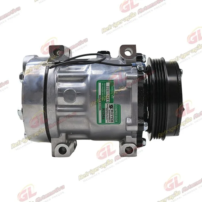 Compressor 6021 AA7H15AA Máquina Trator New Holland T6.110/ T7.175/ T7.205/ PUMA 135 - 12 Volts Polia 4pk 118mm OEM: 47808999 — foto 5