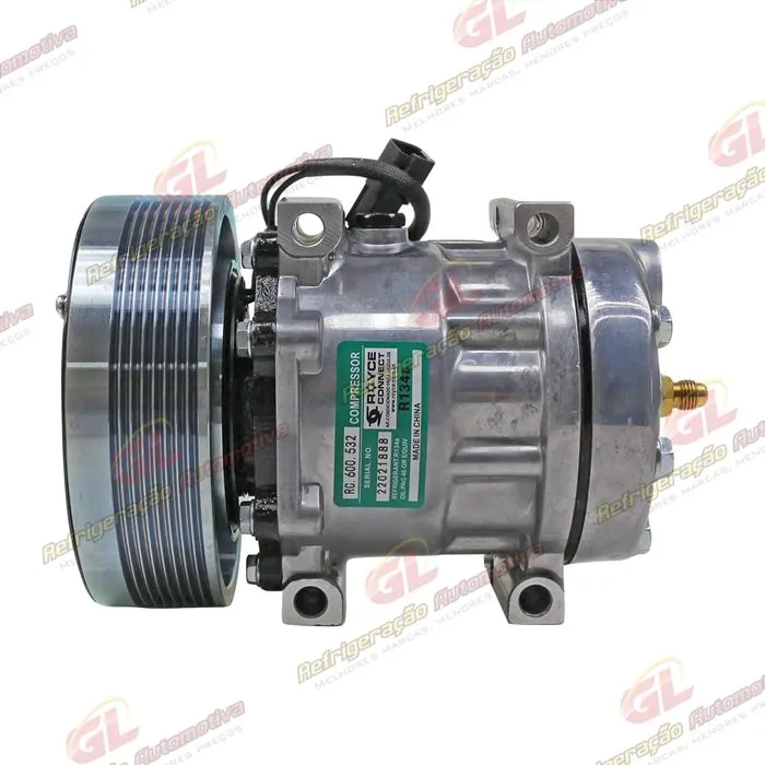 Compressor Modelo 7H13 Máquina Caterpillar Pá Carregadeira 910K/ 910M/ 914K/ 914M/ 918M/ 920K - 12 Volts Polia 8pk 153mm OEM: 464-2120