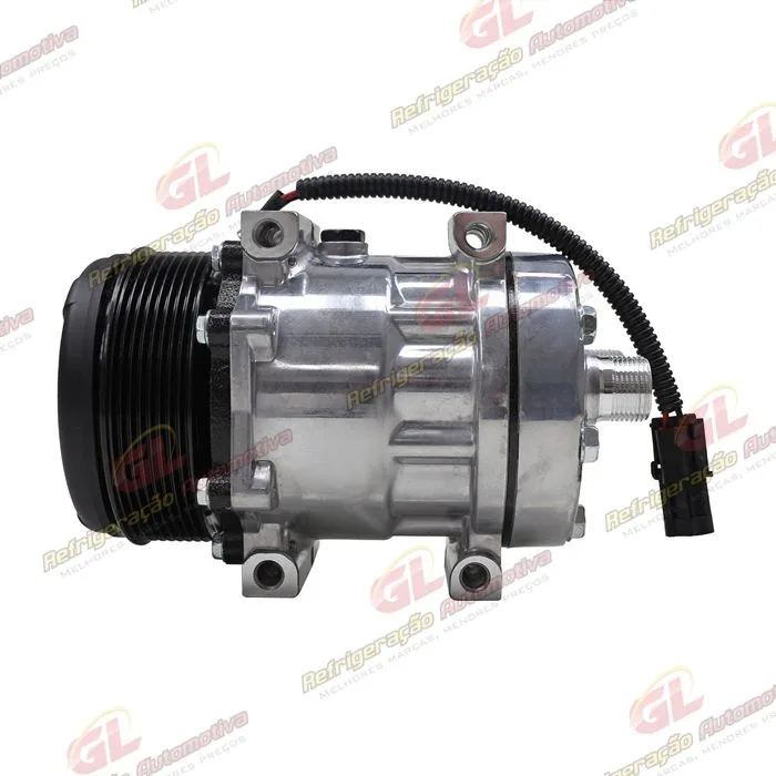 Compressor Modelo 7H13 Máquina Colheitadeira New Holland TC4.90/ TC5.70/ TC5.80/ TC5.90/ CR 5.85 - 12 Volts 8pk 123mm OEM: 47805303