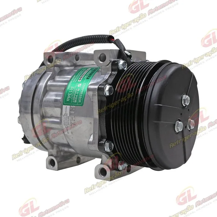 Compressor Modelo 7H13 Máquina Colheitadeira New Holland TC4.90/ TC5.70/ TC5.80/ TC5.90/ CR 5.85 - 12 Volts 8pk 123mm OEM: 47805303 — foto 3