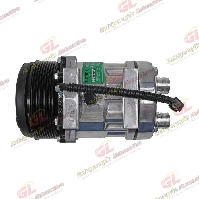 Compressor Modelo 7H13 Máquina Colheitadeira New Holland TC4.90/ TC5.70/ TC5.80/ TC5.90/ CR 5.85 - 12 Volts 8pk 123mm OEM: 47805303 — foto 6