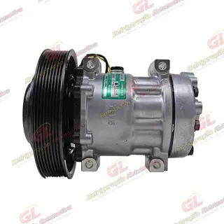 Compressor Modelo Sanden 5271A AB7H15AB Caminhão Volvo FH 2020> - 24 Volts Polia 8pk 180mm OEM: 84472607