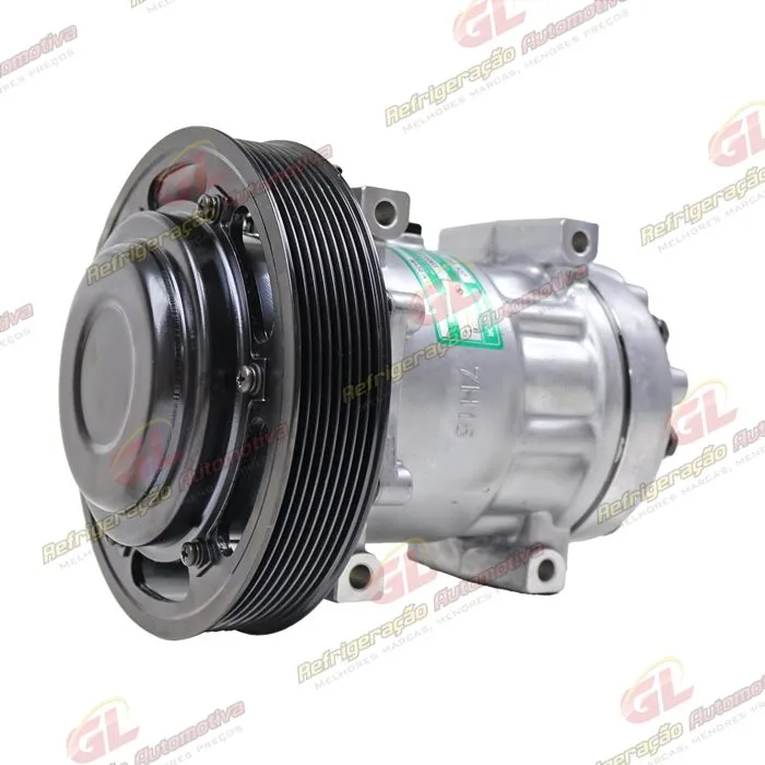 Compressor Modelo Sanden 5271A AB7H15AB Caminhão Volvo FH 2020> - 24 Volts Polia 8pk 180mm OEM: 84472607 — foto 3