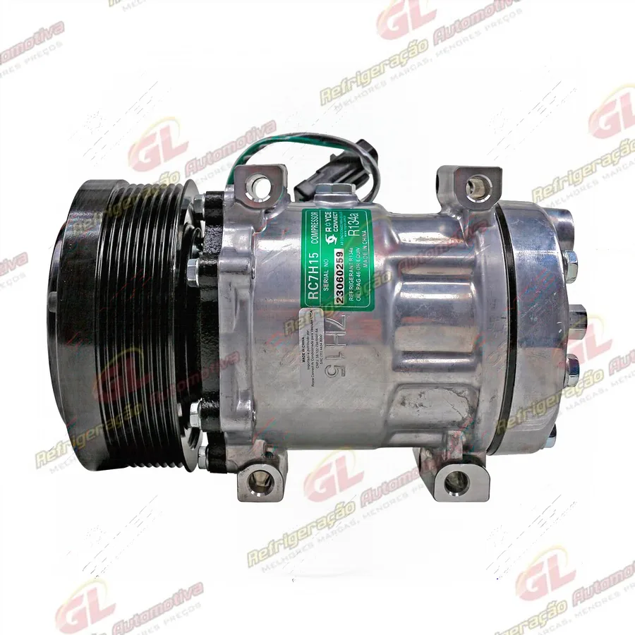 Compressor AB7H15AB 7581 Máquina Escavadeira Caterpillar 317/ 320/ 320GC/ 320GX/ 323GC/ 323GX/ 325/ 326GC/ 333GC/ 335/ 336GC - 24 Volts Polia 8pk 132mm OEM: 5675160