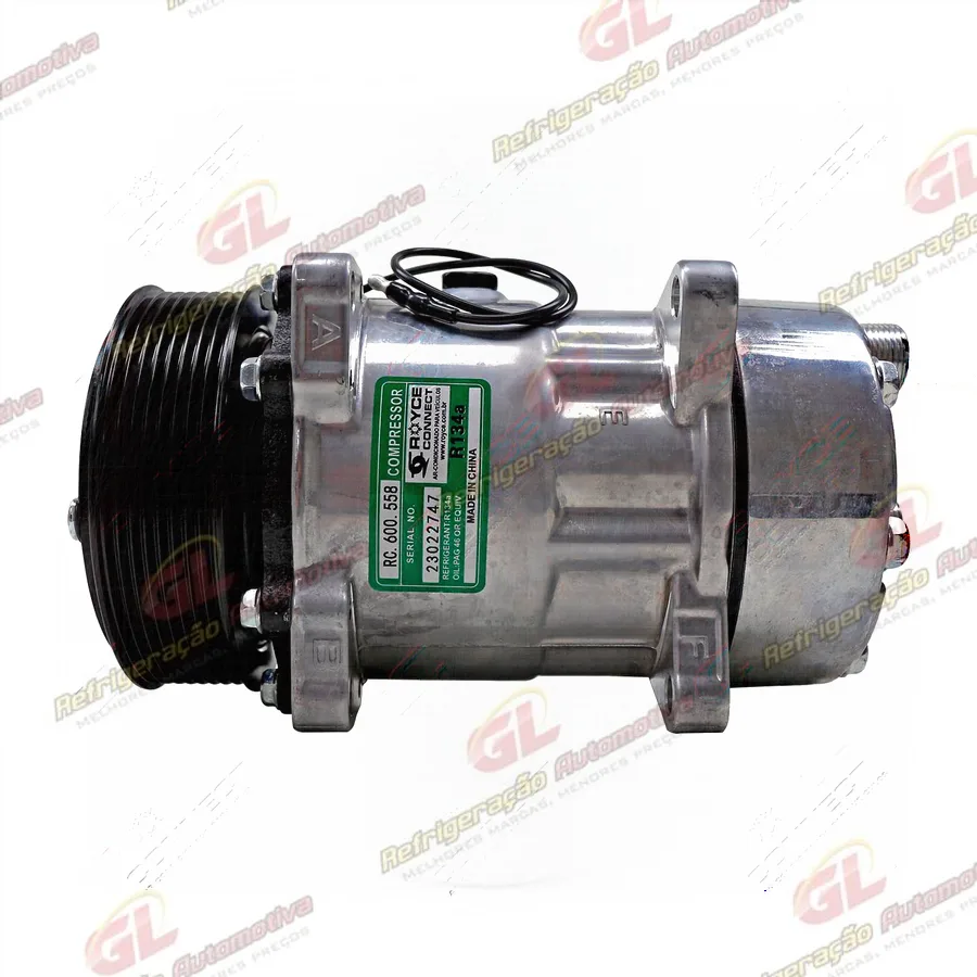 Compressor Modelo 7H15 Máquina New Holland 8 Orelhas Descarga/Sucção Traseira O´ring - 12 Volts Polia 8pk 119mm R134a