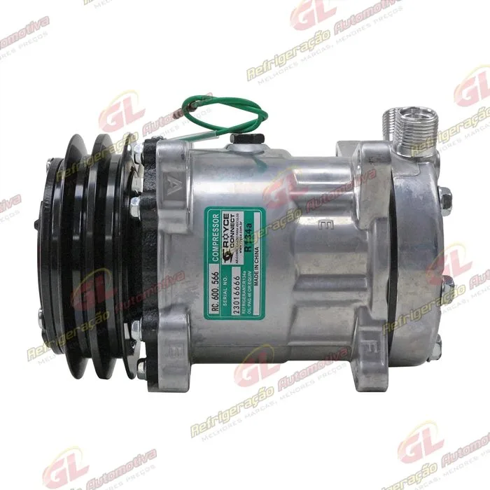 Compressor Modelo BB7H15BB 8 Orelhas Saida Vertical 200cc Máquina New Holland / Máquina Empilhadeira Kalmar DRF450 R134a - 24 Volts Polia 2A 132mm