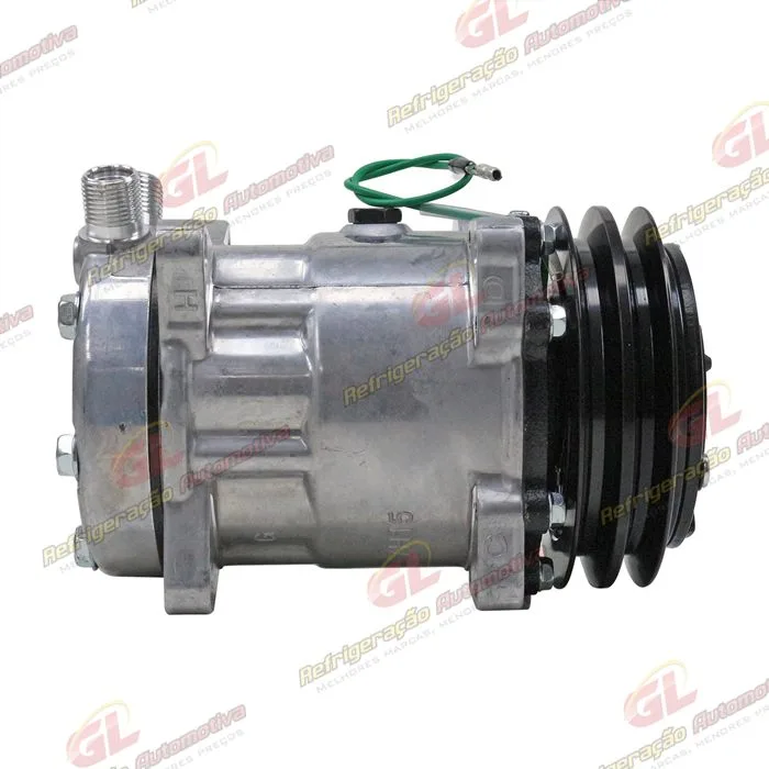 Compressor Modelo BB7H15BB 8 Orelhas Saida Vertical 200cc Máquina New Holland / Máquina Empilhadeira Kalmar DRF450 R134a - 24 Volts Polia 2A 132mm — foto 4