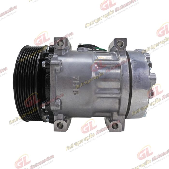 Compressor Modelo 7H15 8044/ 8242/ 8112/ 6028/ 8176 Caminhão Volvo NH 1999 Até 2006/ FH/ FM 1998 Até 2007/ Caminhão VM 2008 Até 2022/ Máquina Volvo - 24 Volts Polia 8pk 132mm OEM: 11412631