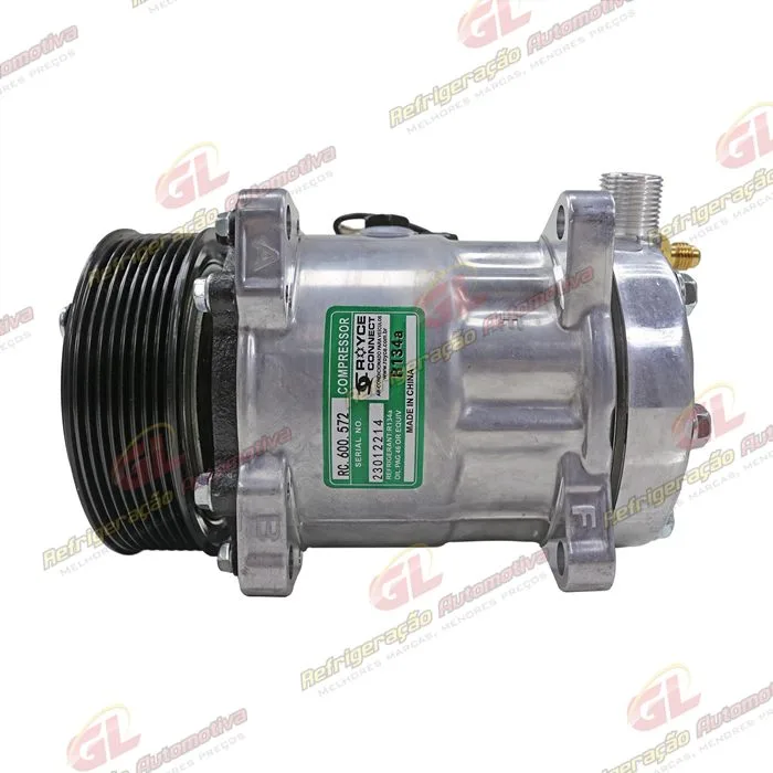 Compressor Modelo 7H15 Máquina New Holland 8 Orelhas - 12 Volts Polia 8pk 119mm R134a