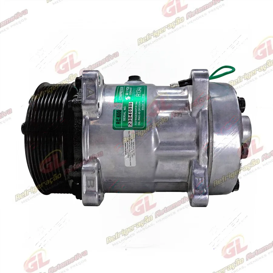 Compressor AA7H15AA 4866 Modelo Flex Saida Traseira O´ring Horizontal Flex 8 Orelhas - 24 Volts Polia 8pk 119mm 200cc R134a