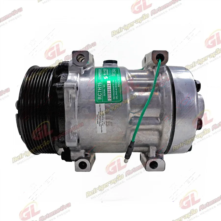 Compressor 4327 Modelo Flex AA7H15AA Parafuso Passante Saida Traseira O´ring Horizontal Flex 200cc - 24 Volts Polia 8pk 123mm