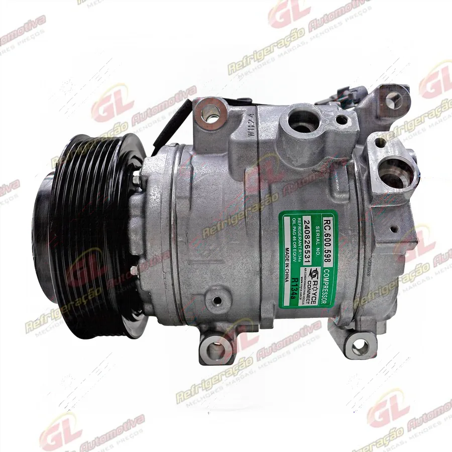 Compressor Modelo Denso 10SRE15C Toyota Hilux 2.7 Flex SR/SRV 2017 Até 2021/ SW4 2.8 Diesel 2016 Até 2022 - 12 Volts Polia 7pk OEM: BC447160-8601/ 447280-2750