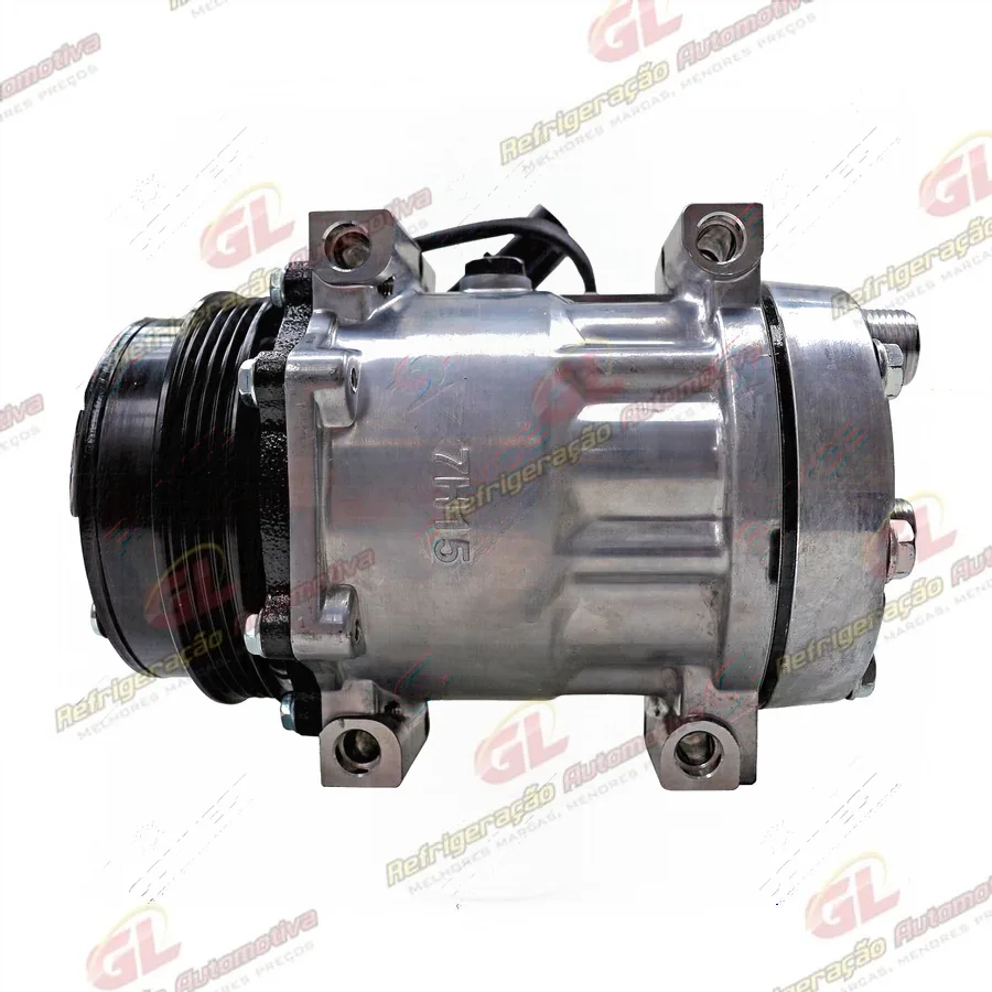 Compressor U8173 7H15 Máquina Case 8800 Descarga e Sucção Saida Traseira O'ring - 12 Volts Polia 4pk 123mm OEM: 84448669