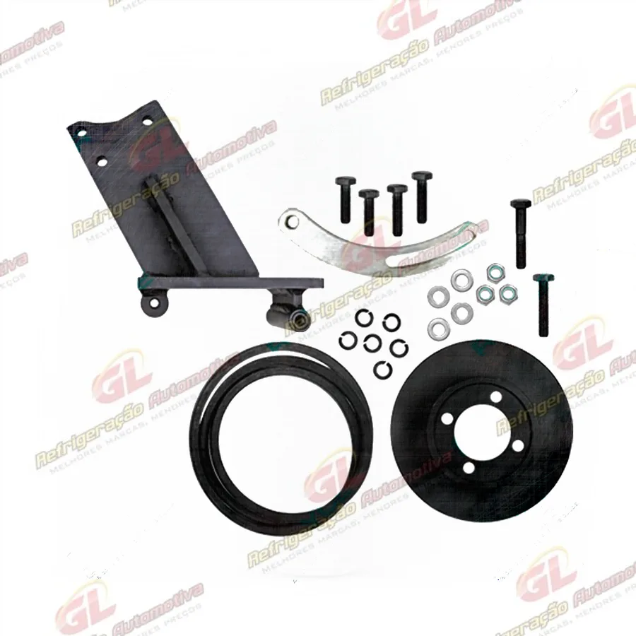 Suporte do Compressor 5H14 / 7H15 Polia 2A Caminhão Mercedes Benz 1620 Não Eletrônico c/ Polia do Virabrequim 4 furos Não Serve no Cara Chata