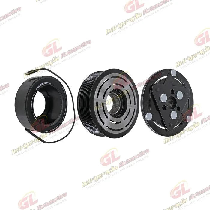 Conjunto de Embreagem do Compressor Sanden 7H15 Eixo Estriado 12 Volts Polia 8PK 106mm