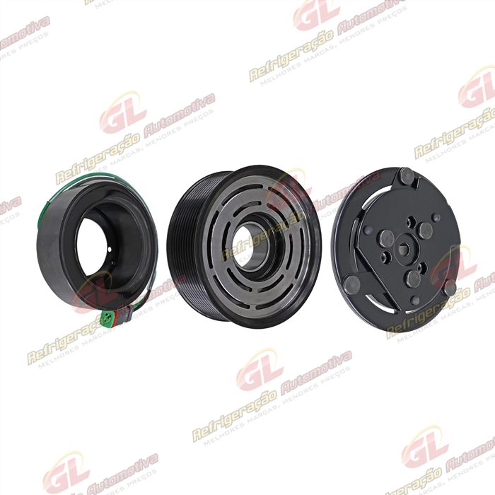 Conjunto de Embreagem do Compressor Sanden RC.600.290 7H15 - 24 Volts Polia 10pk 124mm Magnético 2 Fios
