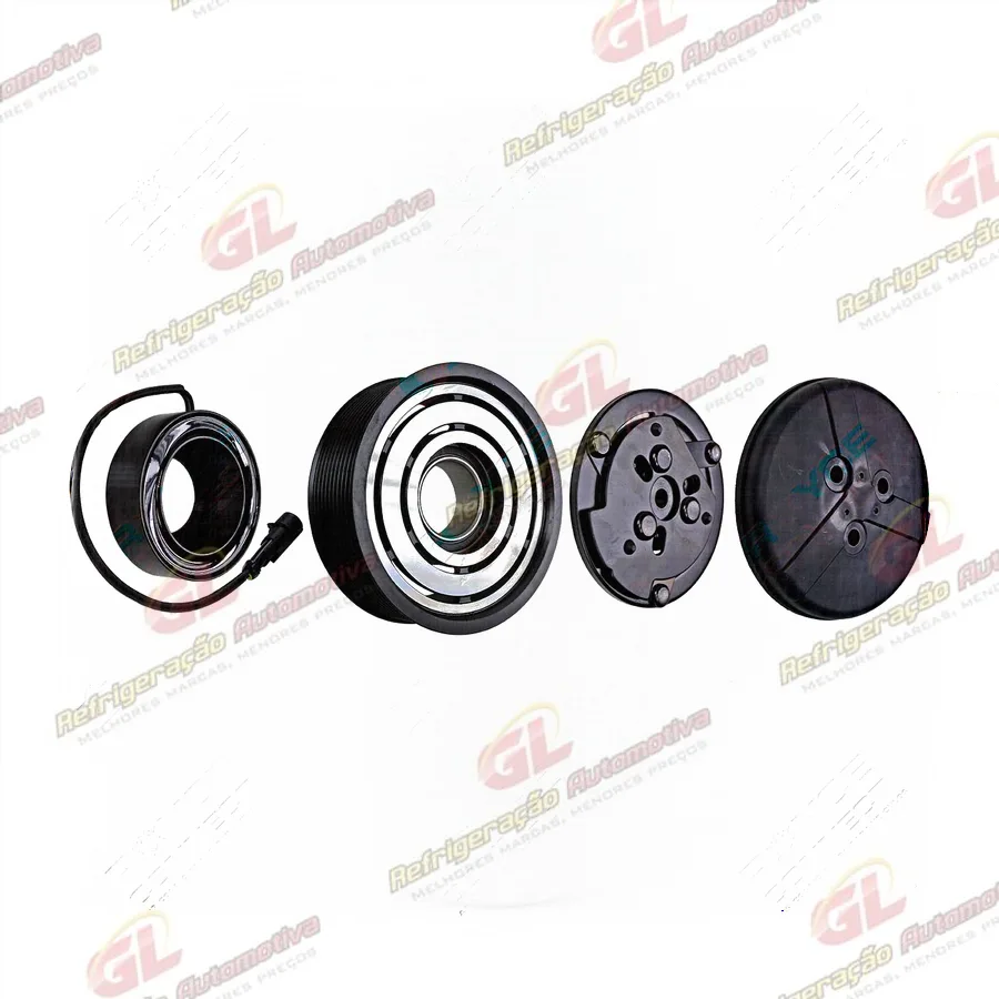 Conjunto de Embreagem do Compressor RC.600.489 Sanden 7H15 6020 Máquina Trator New Holland T7/ Case Puma/Maxxum - 12 Volts 10pk 119mm